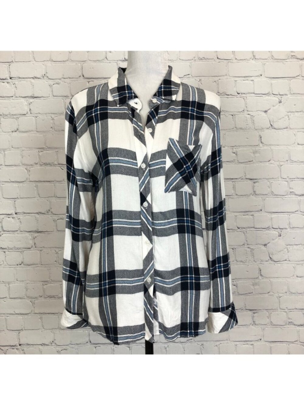 Rails Hunter Buttondown Shirt Size S White Blue Plaid